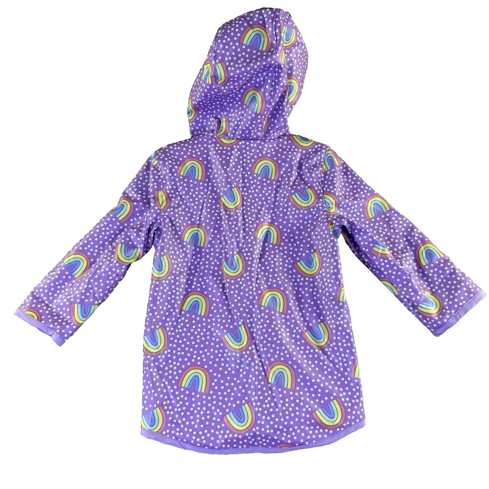 Cat & Jack Girls Purple Rainbow Print Rain Jacket Size 2T - Picture 5 of 11